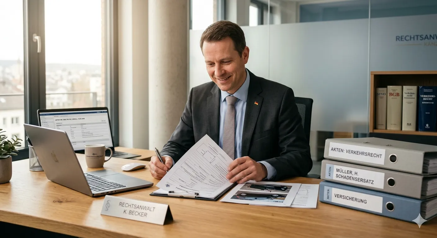 Fachanwalt für Verkehrsrecht prüft Schadensunterlagen