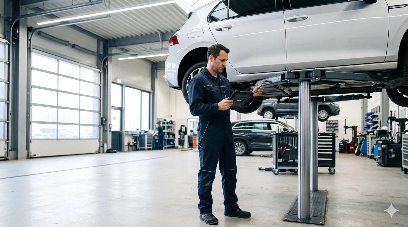 Fachgerechte Fahrzeugreparatur in einer Werkstatt des Schadenpartner24-Netzwerks