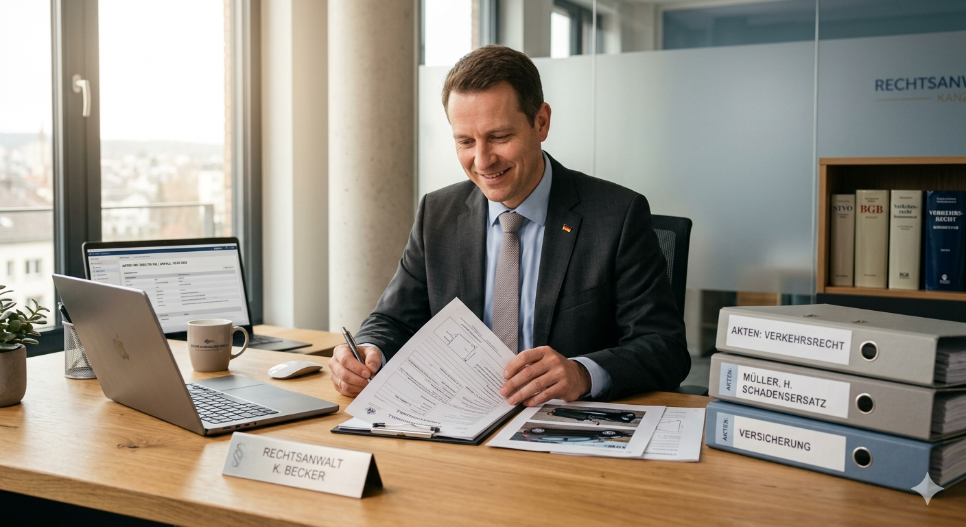 Fachanwalt für Verkehrsrecht setzt im Schadenfall die Ansprüche des Mandanten durch